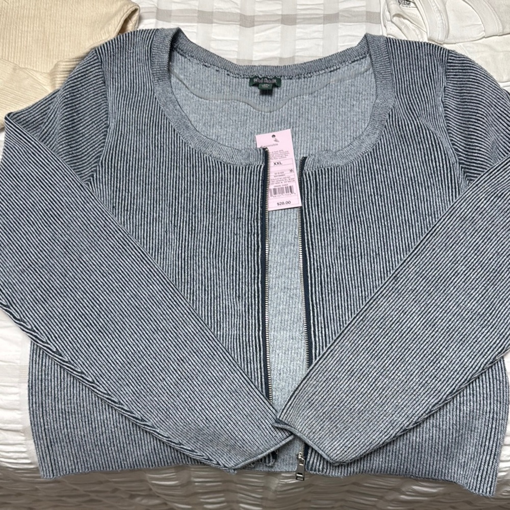 Wide Fable Ribbed Zip Up Jacket